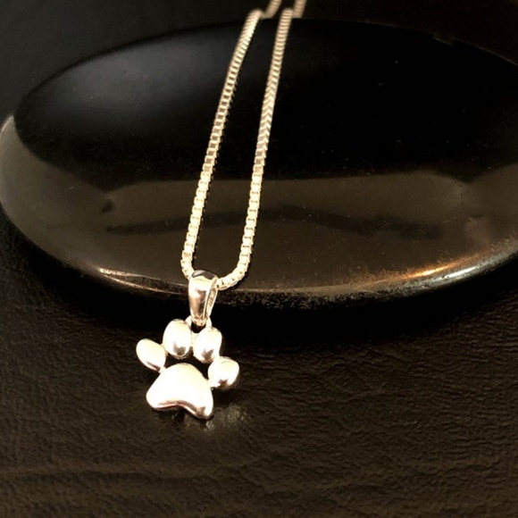Sterling Silver Paw Print Necklace - Picture 2 of 8